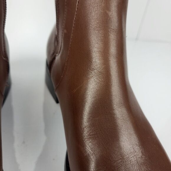 Cole Haan Noelle Riding Boots Brown Leather Side Zip Knee high 7.5B - Picture 13 of 16
